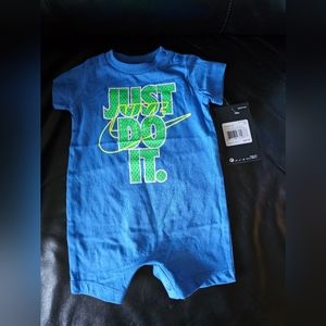 NWT Nike 1 piece Pacific Blue/green Just Do It romper size 3M